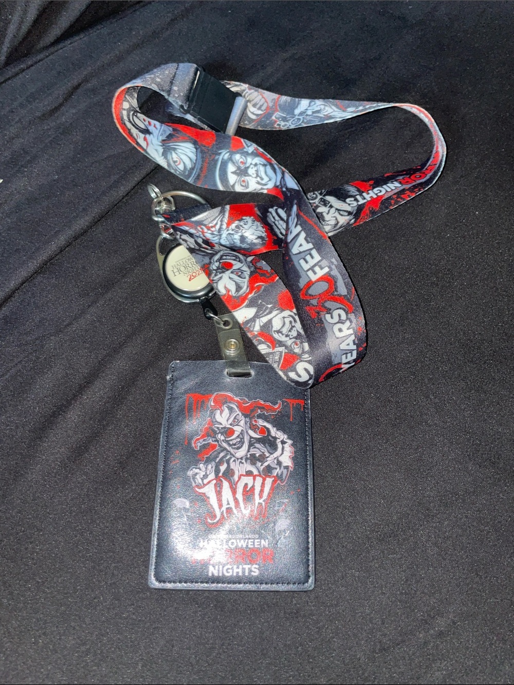 Halloween Horror Nights Jack Lanyard Badge Holder - Black & Red